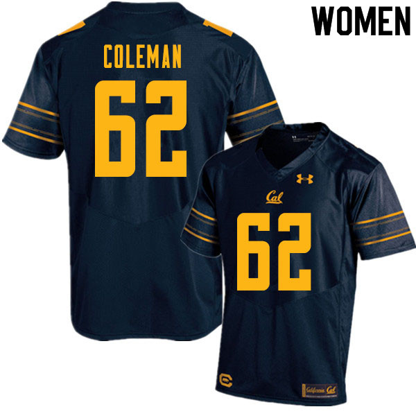 Women #62 Ben Coleman Cal Bears College Football Jerseys Sale-Navy